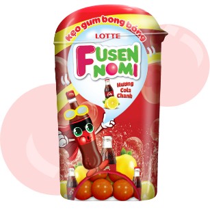 Lốc 25 hũ - Kẹo gum bong bóng Lotte Fusen Nomi hũ 15g