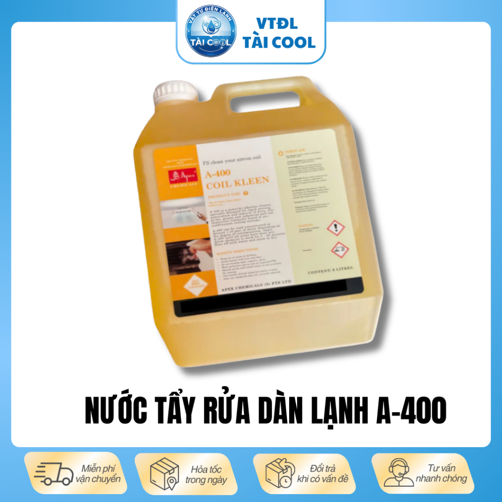 Nước tẩy dàn lạnh A400 Coil Kleen can 5 lít vệ sinh đa năng cho điều hòa, máy lạnh, két nước ô tô