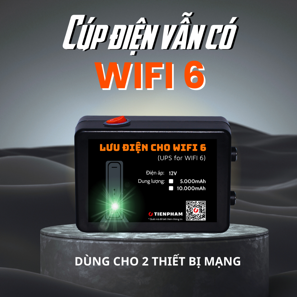 Lưu điện cho Modem WIFI 6 (10.000mAH) - Cúp điện vẫn có Wifi 6.
