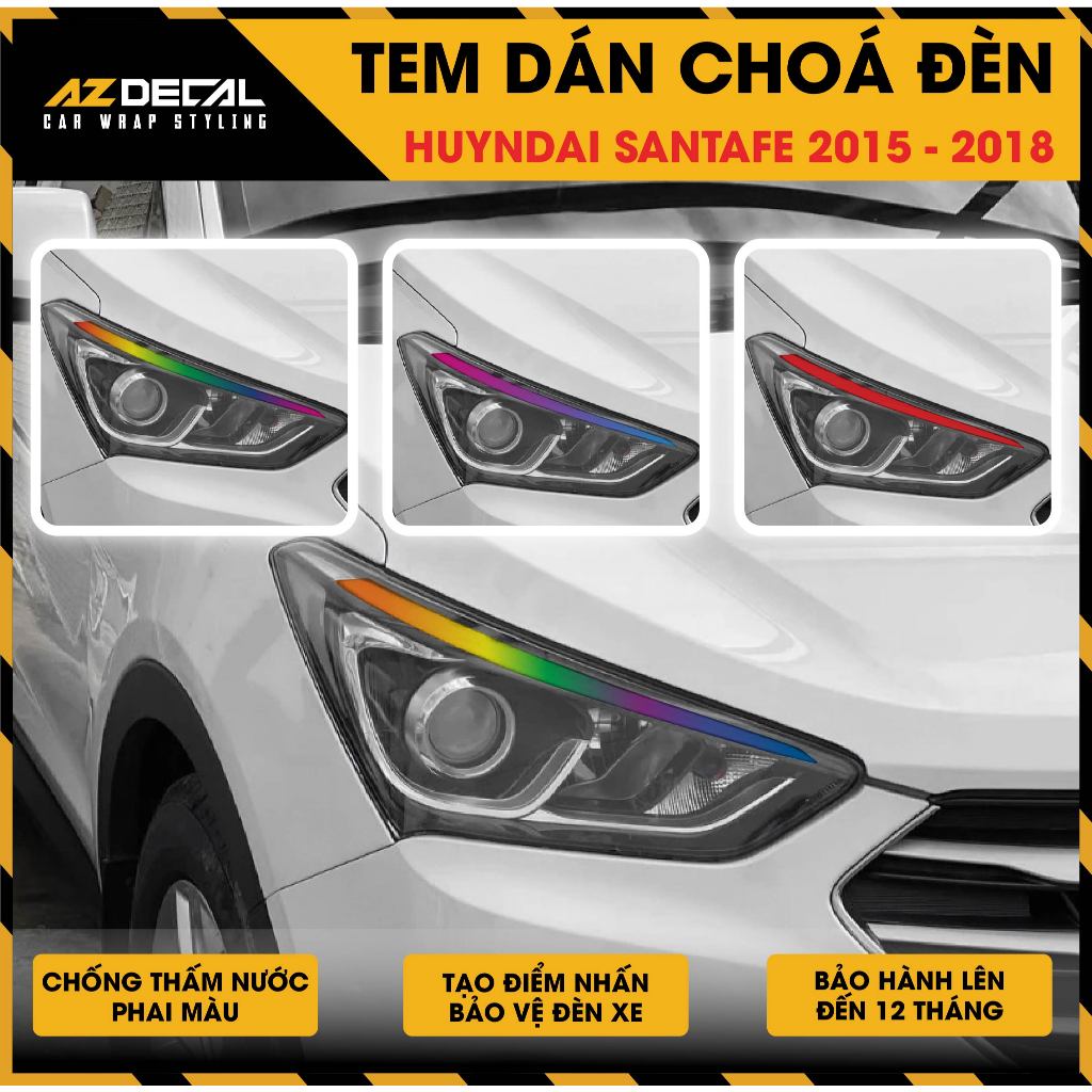 Tem Đèn Xe HUYNDAI SANTAFE 2015-2018 | Chống Nước, Bền Màu - AZDECAL