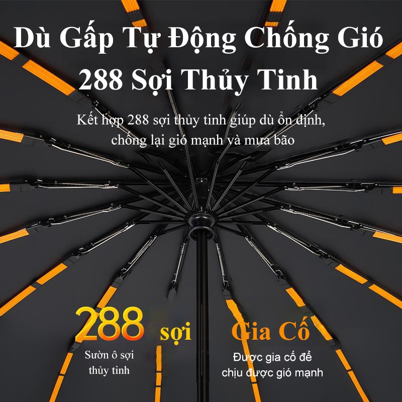 Ô dù gấp gọn tự động BDECOR dù che mưa nắng ô đóng mở tự động 12 nan 16 nan chống tia UV chịu gió mạ