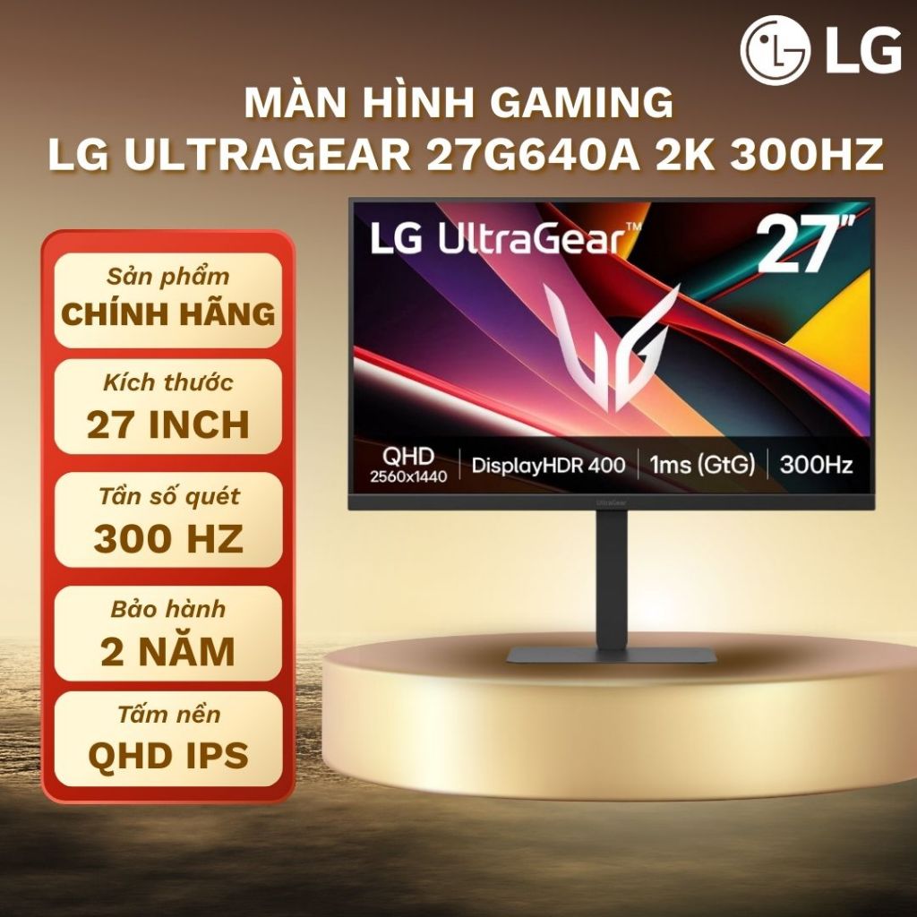 Màn hình gaming LG Ultragear 27G640A 27' QHD 2K IPS 300Hz 1ms Bảo hành chính hãng 2 năm