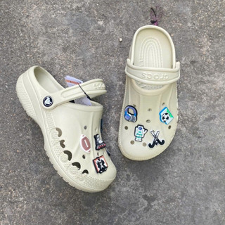 Dép cross baya nam nữ đế 2-3cm, crocs đế thấp, tặng kèm 10 charm dễ thương, dép đút chống trơn trượt