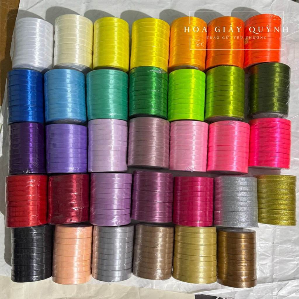 Lốc 10 cuộn ruy băng lụa 1cm