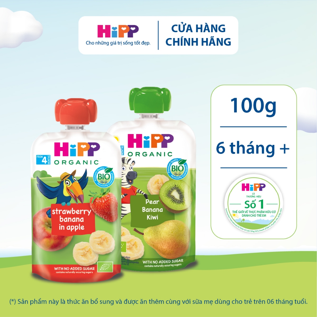 [KOL] Dinh dưỡng 100% Trái cây nghiền Organic HiPPiS - Nhập khẩu Áo (100g /gói)