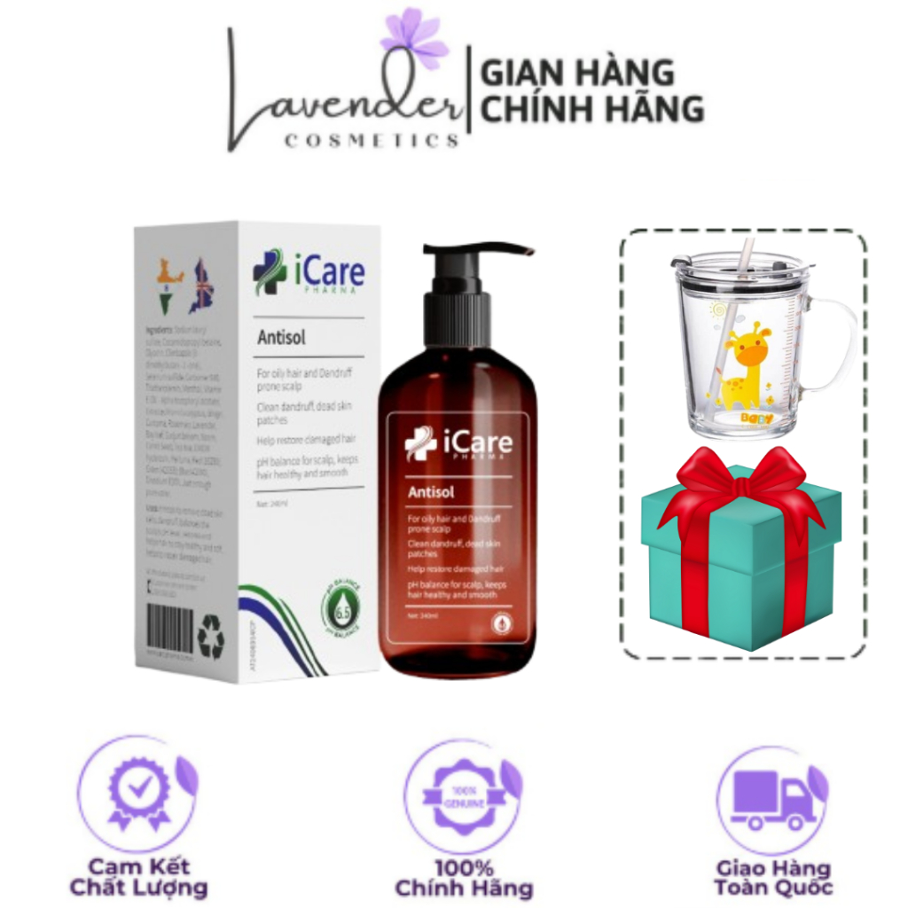 DẦU GỘI ANTISOL - Làm Sạch Gàu Không Khô Tóc  - Chai 240ml iCare Pharma