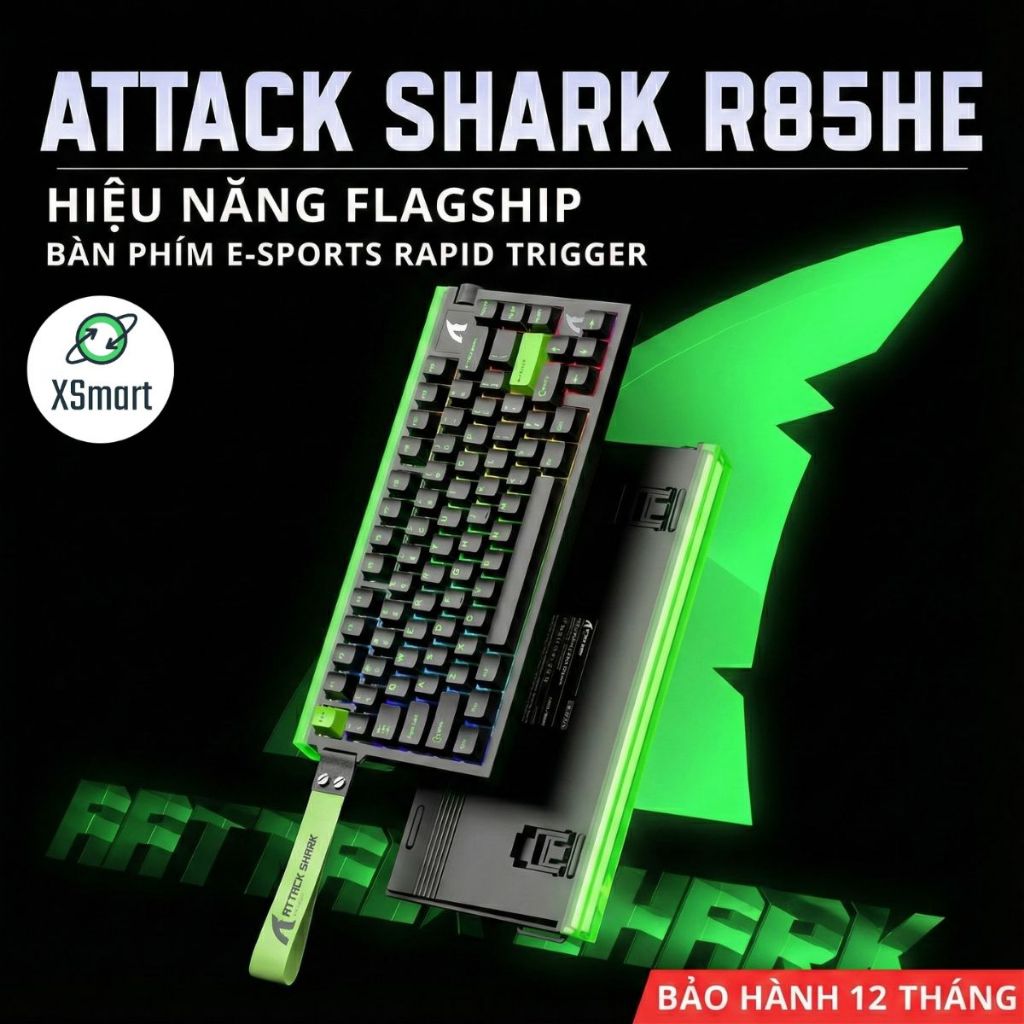 Bàn Phím Gaming Attack Shark R85 HE Switch Từ Tính, Rapid Trigger 0.005mm, 8KHz, LED RGB Neon Box | BigBuy360 - bigbuy360.vn