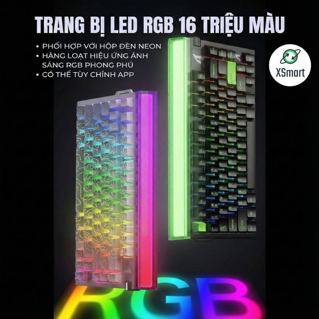 Bàn Phím Gaming Attack Shark R85 HE Switch Từ Tính, Rapid Trigger 0.005mm, 8KHz, LED RGB Neon Box | BigBuy360 - bigbuy360.vn