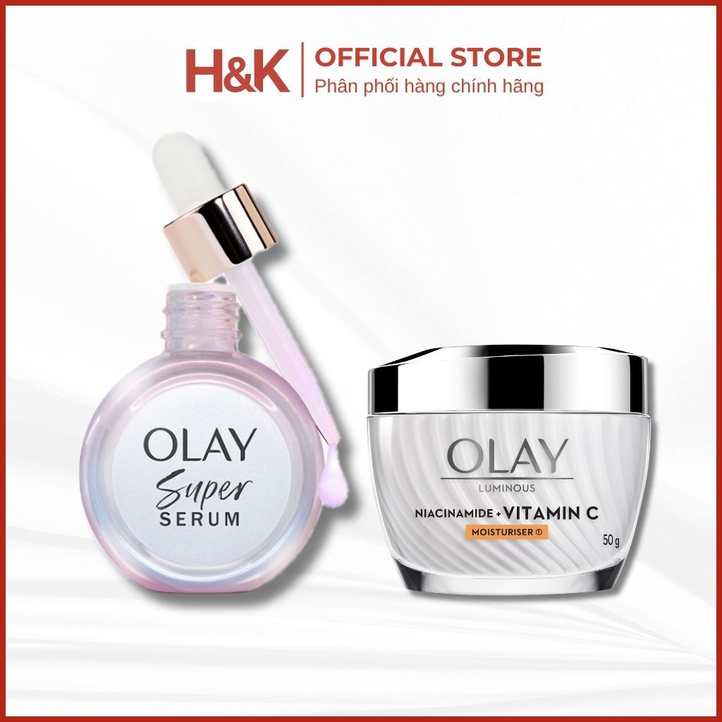 Combo Dưỡng Sáng Mờ Nám Serum Olay Super Serum 30Ml & Kem Dưỡng Olay Niacinamide & Vitamin C 50Gr