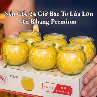 Nến Bơ 24 Giờ Bấc To Lửa Lớn, Nến Bơ Thực Vật Thượng Hạng [An Khang Premium] Hộp 6 Cốc