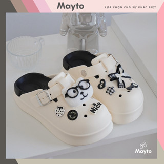 Dép nữ, dép sục Mayto đế cao 5cm kèm charm Gấu tri thức SR V2 kiểu sandal dễ thương năng động CS-230