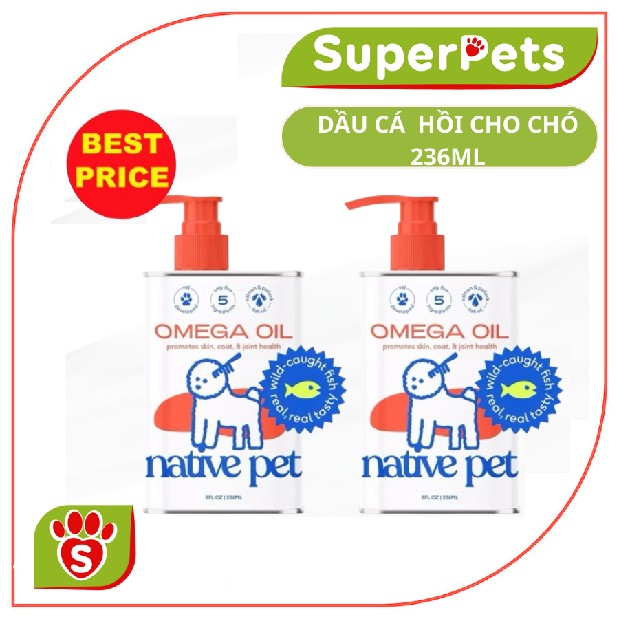 [236ML] Dầu cá hồi Native Pet Omega 3 Fish Oil Supplement for Dog 236ml - Hỗ trợ dưỡng da lông
