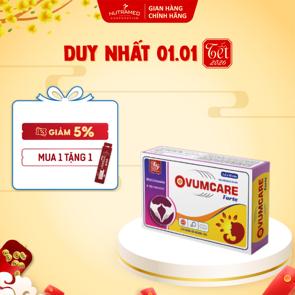 Ovumcare Forte giúp bổ sung Myo-inositol, vitamin và khoáng chất cần thiết cho phụ nữ thả bầu (30 vi
