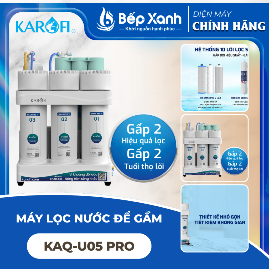 [FREESHIP HCM] Máy lọc nước RO Karofi KAQ-U05 Pro - Bổ sung Hydrogen chống oxy hóa