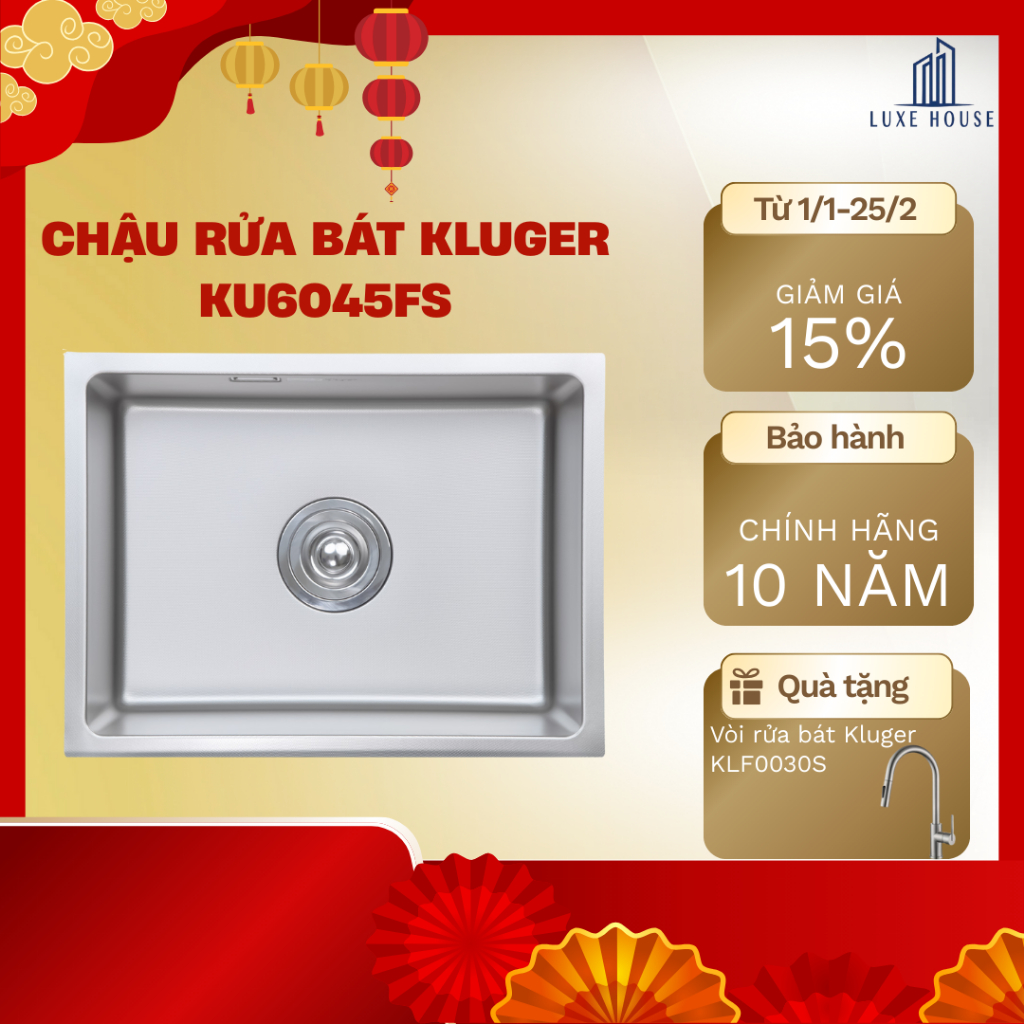 Chậu rửa bát Kluger KU6045FS Basic - Chống Xước - Bào Hành 10 Năm