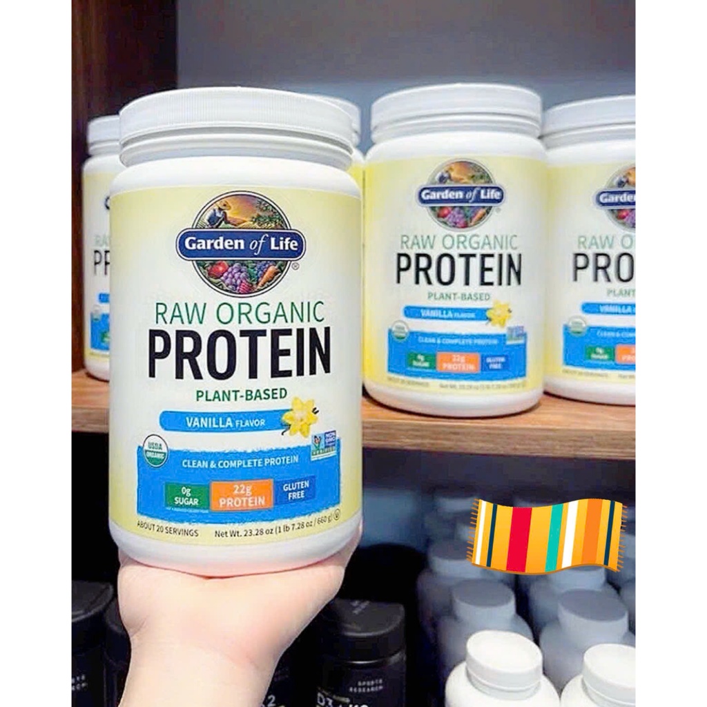 Bột Đạm Thực Vật Hữu Cơ [Date T.8/2026] Garden Of Life Raw Oganic Protein Plant-Based Vanilla 660 Gr