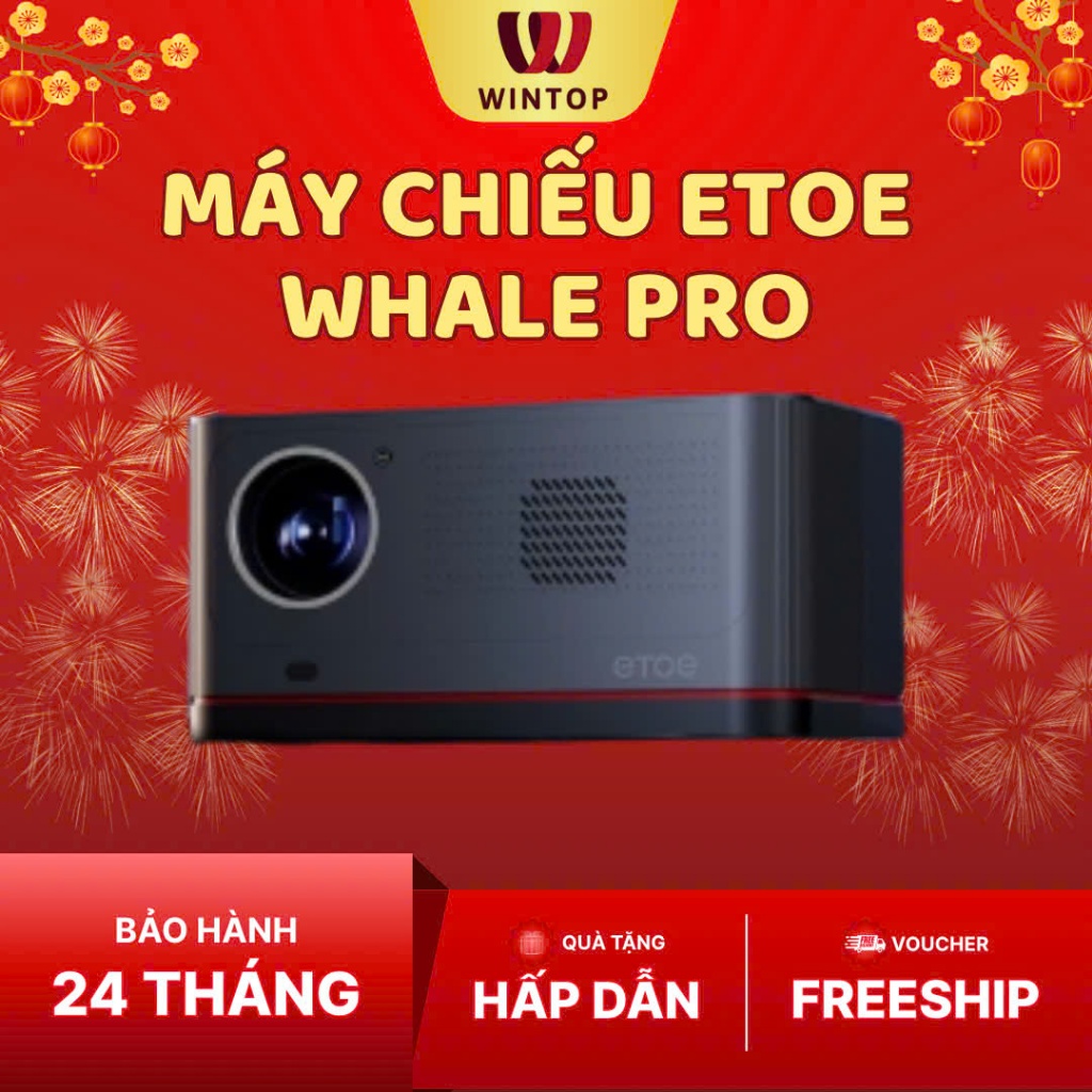 [WinTop VN] Máy chiếu Etoe Whale Pro 4K, 1500 ANSI Lumens - Android V 14.0, Tự động lấy nét & Keysto
