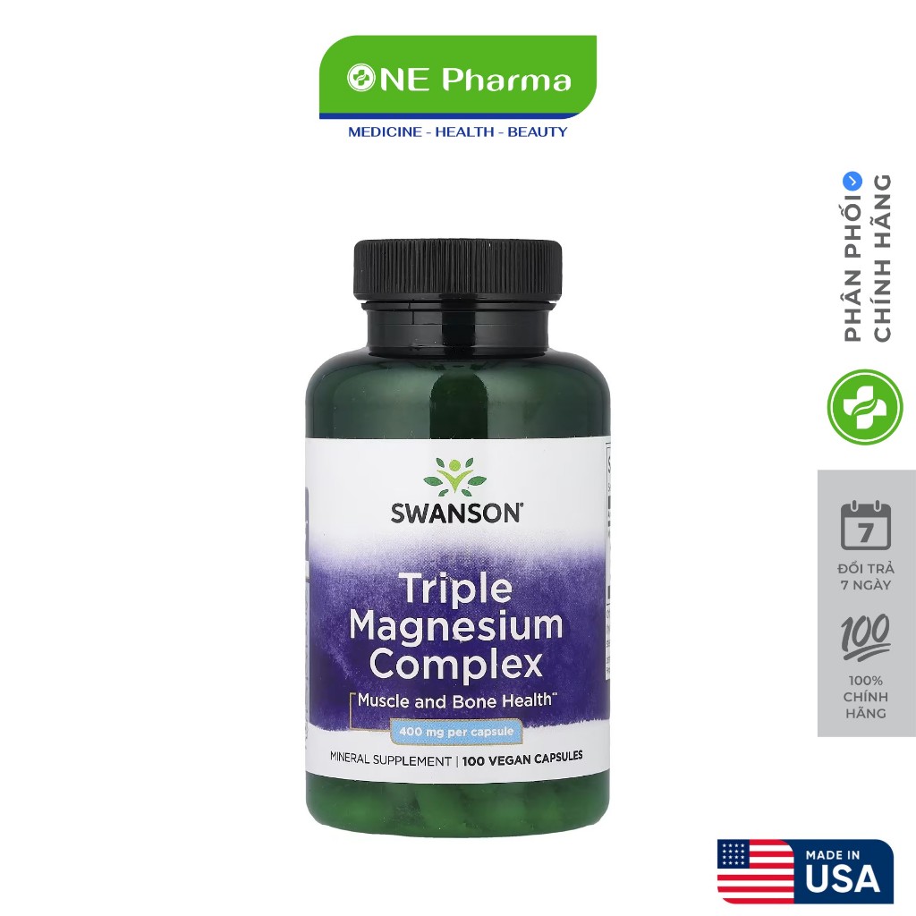 Viên Uống Hỗ Trợ Cơ Bắp, Và Xương Khớp Swanson Triple Magnesium Complex 400mg - 100 Viên