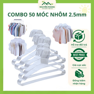  Combo 50 Móc Nhôm Treo Đồ Móc Treo Quần Áo Mỏng Móc Phơi Đồ Chống Gỉ 2.5mm và 3.4mm 