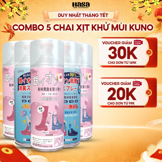  COMBO 5 Chai Xịt Khử Mùi Giày Dép NaNo Bạc Xịt Khử Mùi Hôi Chân Nano 260ml KUNO 