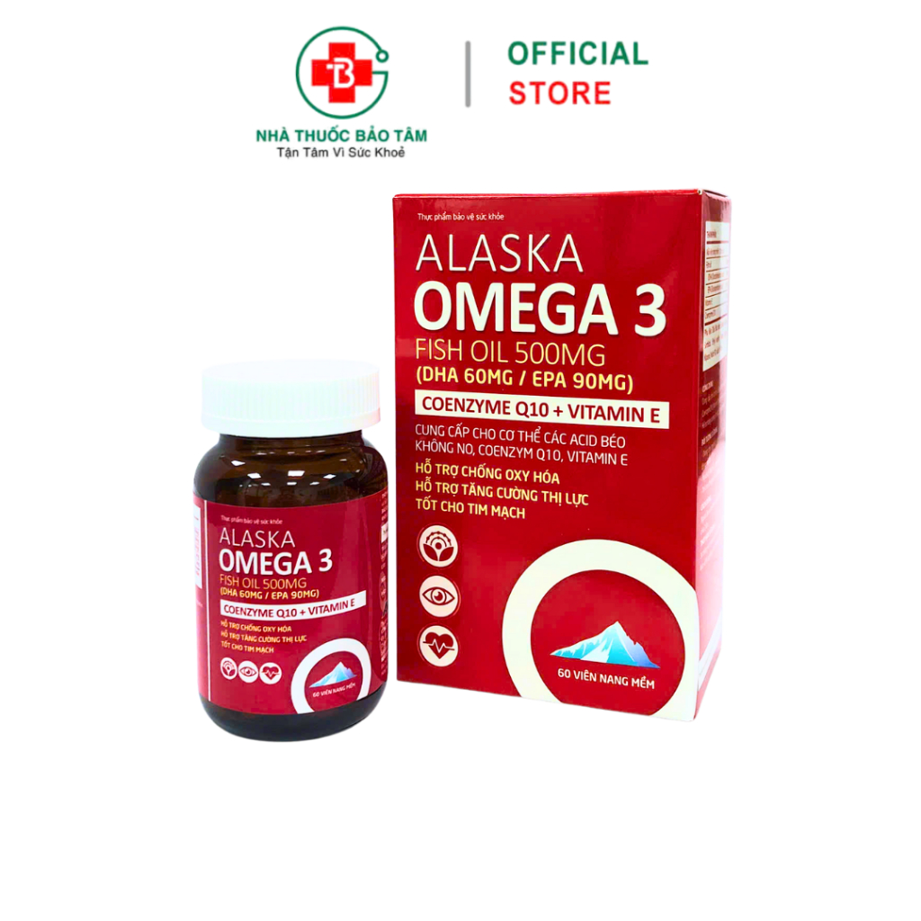 Alaska Omega 3 Fish Oil 500mg Hỗ Trợ Giảm Khô Mắt, Thị Lực Kém - Hộp 60 viên