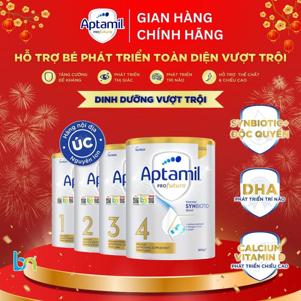   Bắc Nam  Sữa Bột Aptamil Profutura Úc số 1,2,3,4 hộp 900g tiêu hoá khoẻ mạnh phát triển toàn diện cho bé 