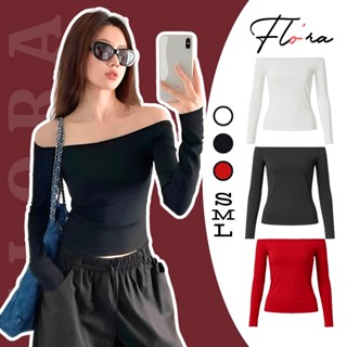  Áo Thun TAY DÀI TRỄ VAI BORIP DÁNG DÀI DD156 Áo Thun Nữ Bạt Vai Gợi Cảm Kiểu Trơn Flo'ra 