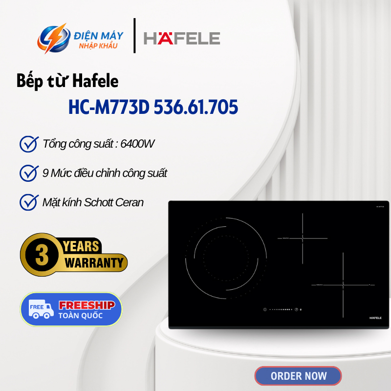 Bếp Từ Kết Hợp Điện HC-M773D Hafele 536.61.705 - 9 Mức Gia Nhiệt - Chức Năng Booster