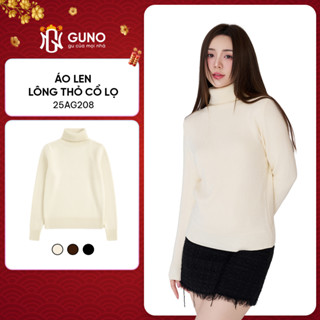  Áo Len Nữ GUNO Cao Cổ Lót Lông Thỏ Mềm Mịn Cực Ấm Co Dãn Tốt Dáng Ôm Giữ Nhiệt Mùa Đông 25AG208 