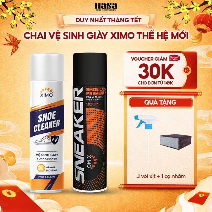 Chai Xịt Tạo Bọt Vệ Sinh Giày XIMO Cao Cấp, Khử Mùi Hôi Giày 300ml Chính Hãng VSG02