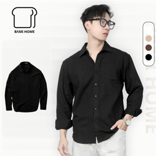  Áo sơ mi nam LINEN BAMI HOME áo sơ mi tay dài đứng form thanh lịch tôn dáng dễ phối đồ ASM01 