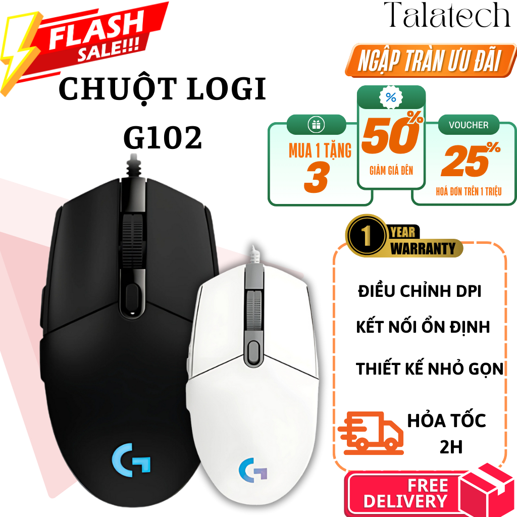 Chuột chơi game Logitech G102 Chuột chơi game thiết kế có đèn RGB HOẢ TỐC 2H