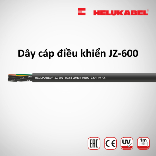 Dây cáp điều khiển HELUKABEL JZ-600 chính hãng từ ĐỨC | 3G1.5 mm²