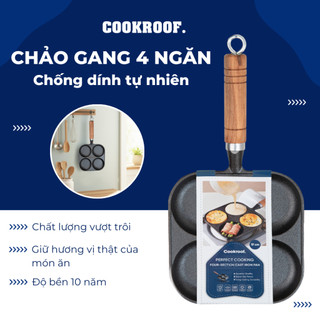  Chảo Gang Cookroof 4 ngăn chống dính tự nhiên sử dụng được bếp từ bếp hồng ngoại bếp gas 