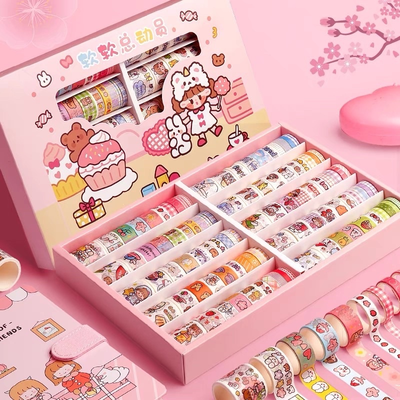 Set 100 cuộn washi tape xinh xắn nhiều hình cute 0294