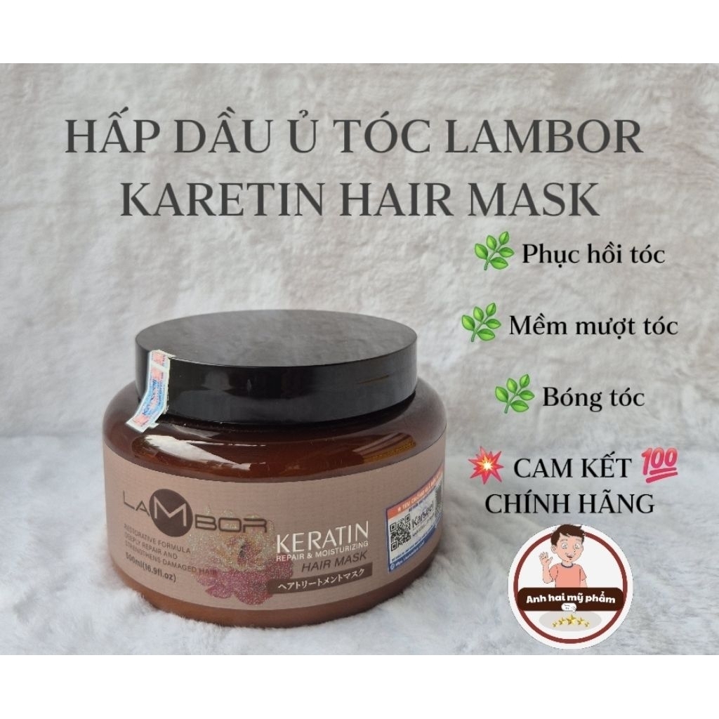 Hấp dầu ủ tóc LAMBOR Karetin hair mask 500ml Mềm mượt và bóng tóc