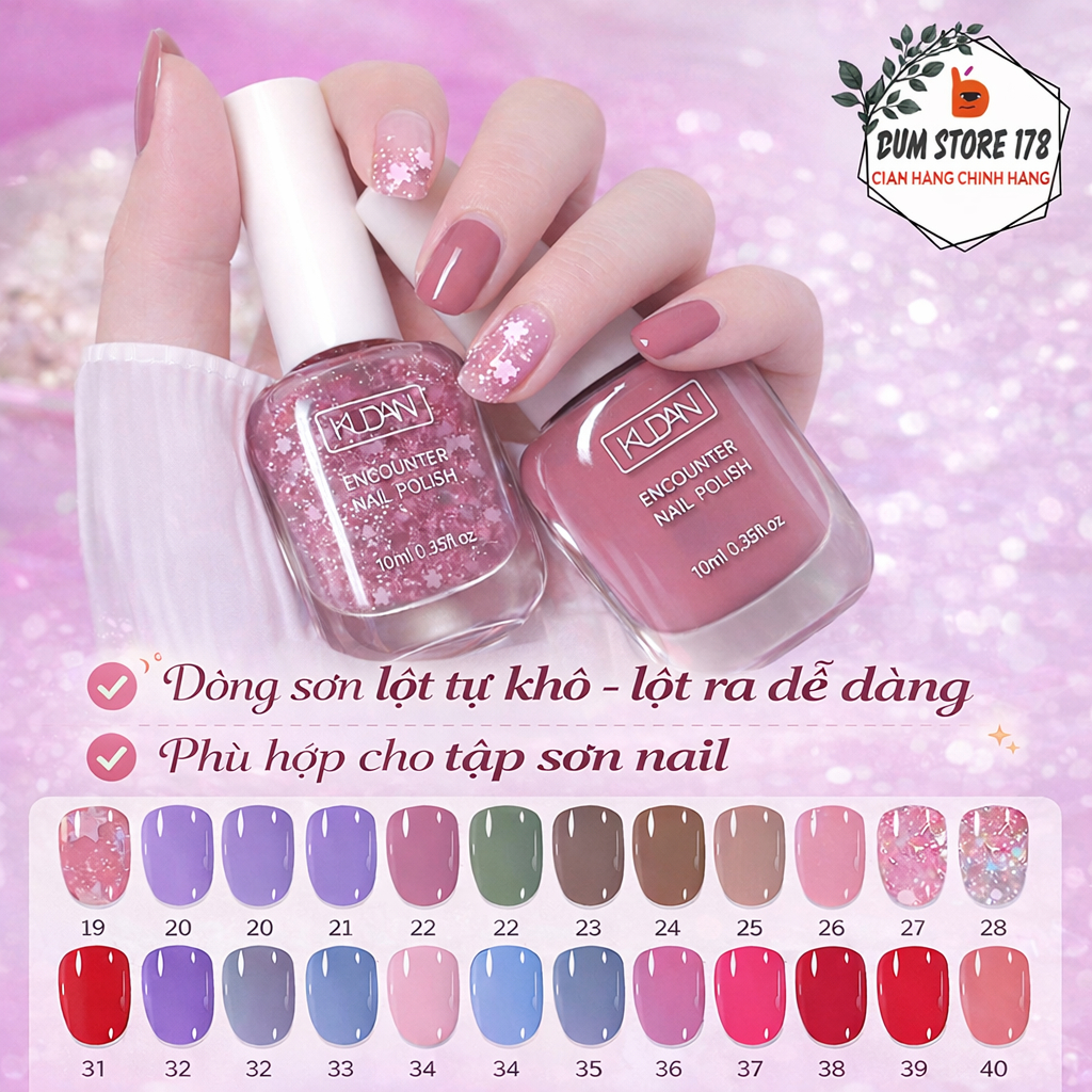 Sơn Móng Tay Tự Khô KUDAN 10ml, Sơn Dễ Lột, Phù Hợp Tập Sơn Nail, Nhiều Màu Thời Trang