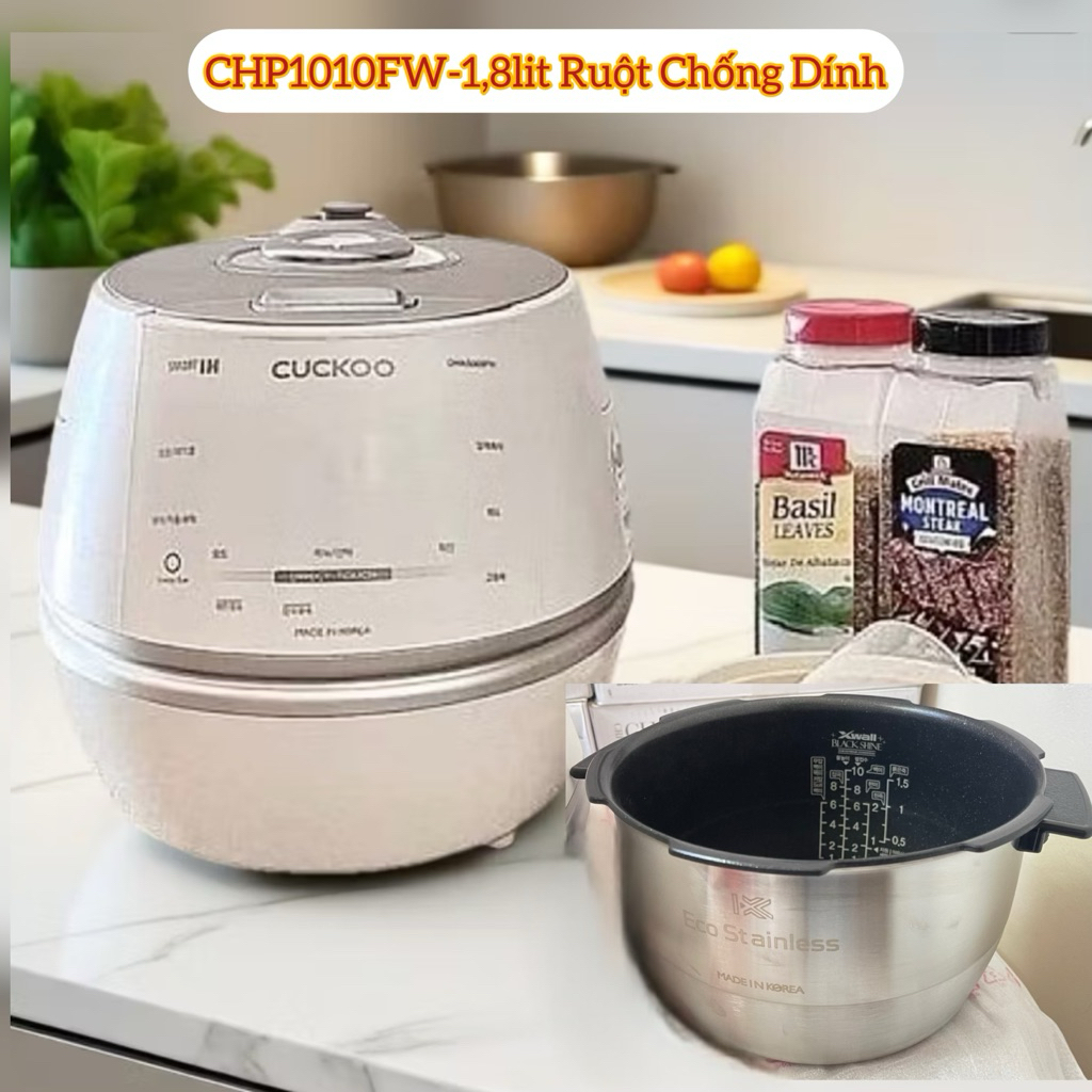 Nồi cơm điện cao tần Cuckoo CRP-CHP1010FW 1.8L - Chống Dính Cao Cấp. Hàng chính hãng