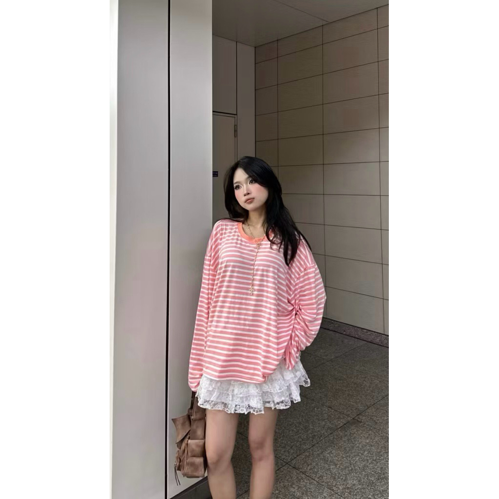 Áo thun sọc dâu form rộng Mamie Studio
