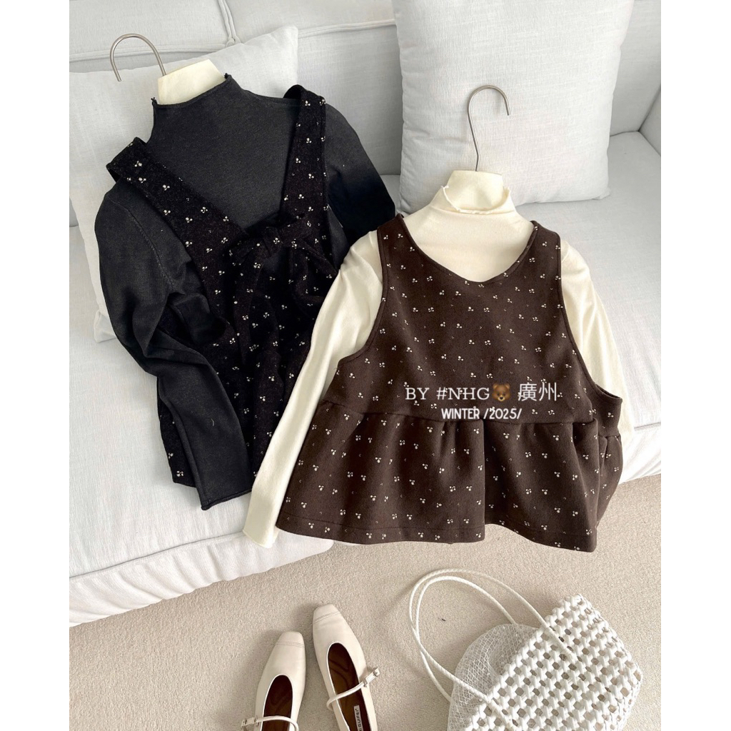 [Ko Kèm Áo Trong] Áo Yếm Hoa Nhí Cột Nơ Dáng Xòe – Phong Cách Vintage Hàn Quốc dành cho Nữ | BigBuy360 - bigbuy360.vn