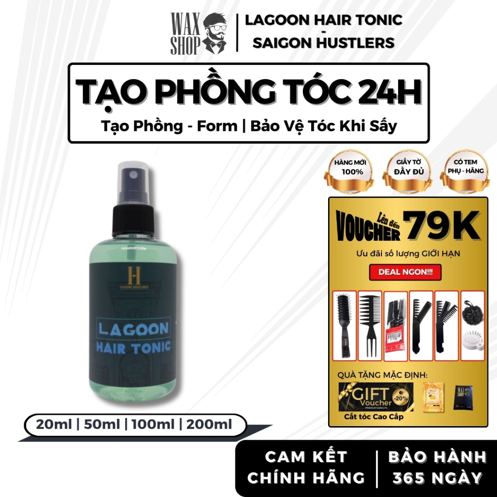 Xịt tạo phồng tóc nam Lagoon Hair Tonic - Saigon Hustlers hỗ trợ tạo kiểu, giữ nếp dưỡng tóc