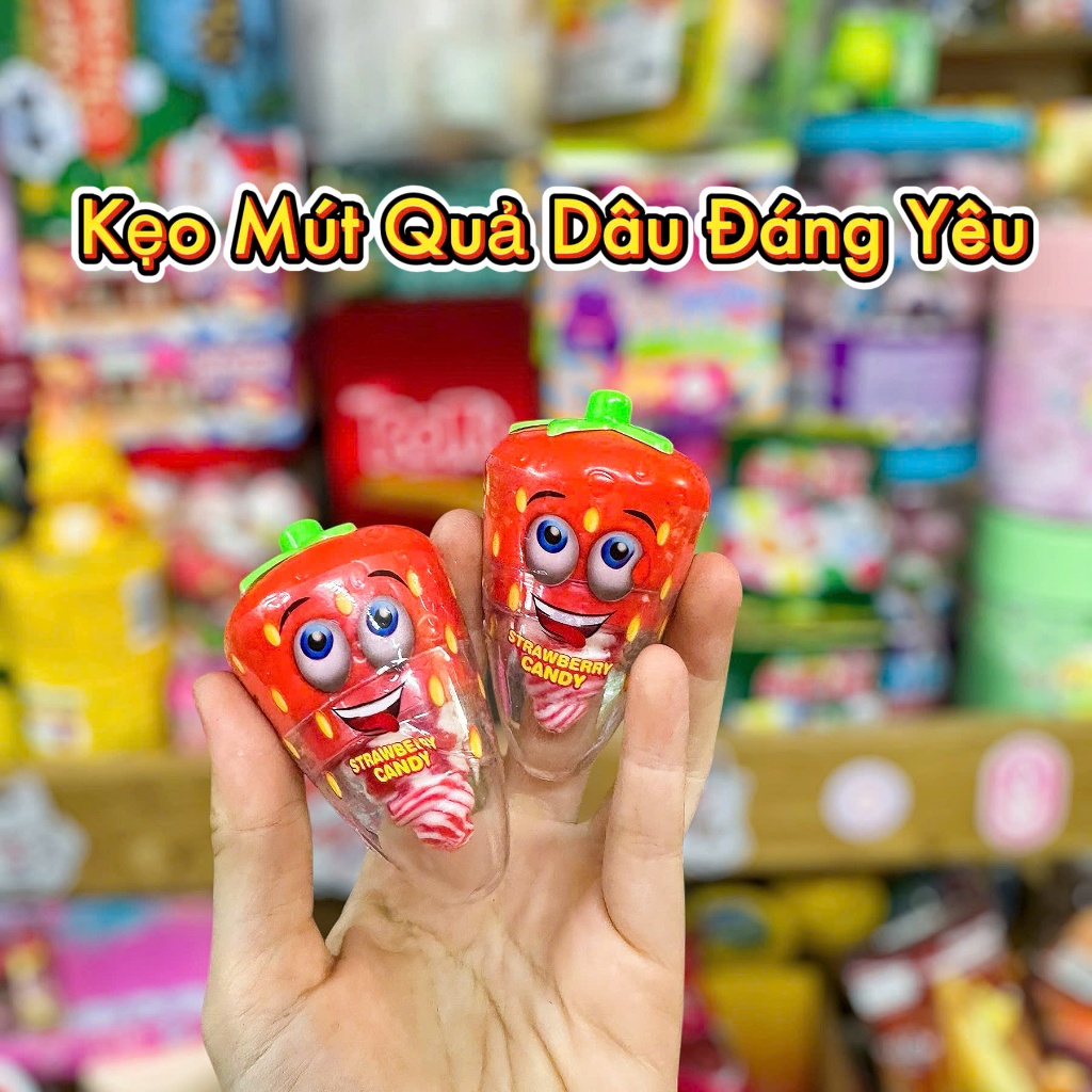 🍓 Kẹo Mút Chấm Bột Cốm Dâu Tây 🍓