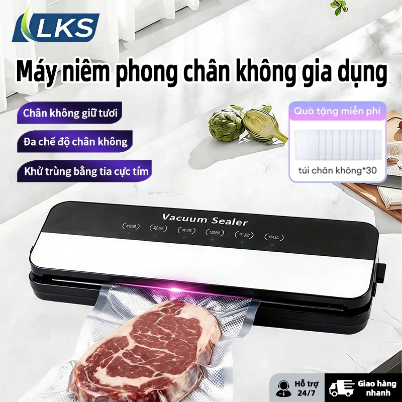 Máy Hút Chân Không LKS - UV Diệt Khuẩn, Tặng 30 Túi, Nhiều Chế Độ Hút, Bảo Quản Thực Phẩm Tươi Lâu