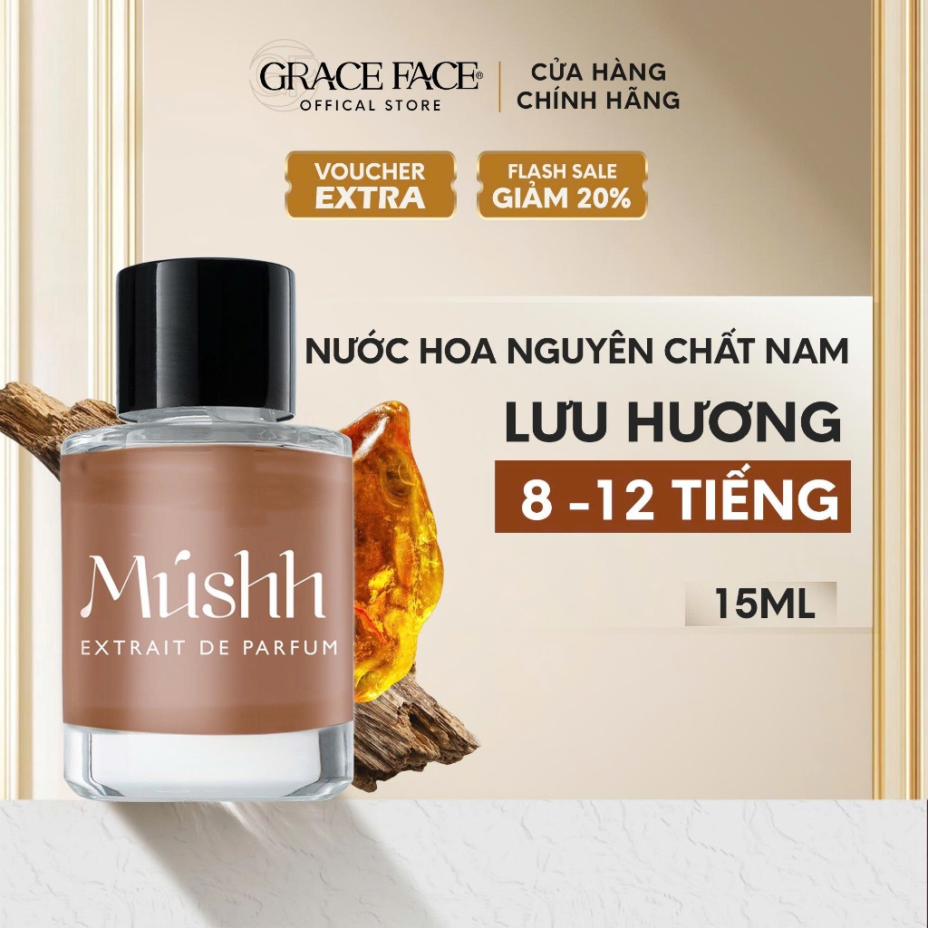Nước hoa nguyên chất cho nam chính hãng Mushh Parfum Grace Face Extrait De Parfum 15ml