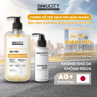  Combo Tự Tin: Sữa Tắm Nam Hỗ Trợ Sạch Khuẩn Khử Mùi Hương Tinh Dầu 500ml & Dung Dịch Vệ Sinh Nam Làm Sạch Ngăn Mùi 80ml 