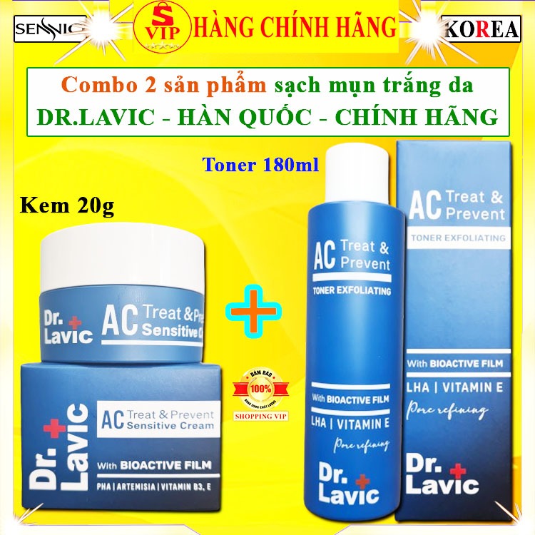 COMBO kem mụn thâm Dr.lavic chính hãng nước cân bằng da dầu mụn drlavic hàn quốc dr lavic toner xanh