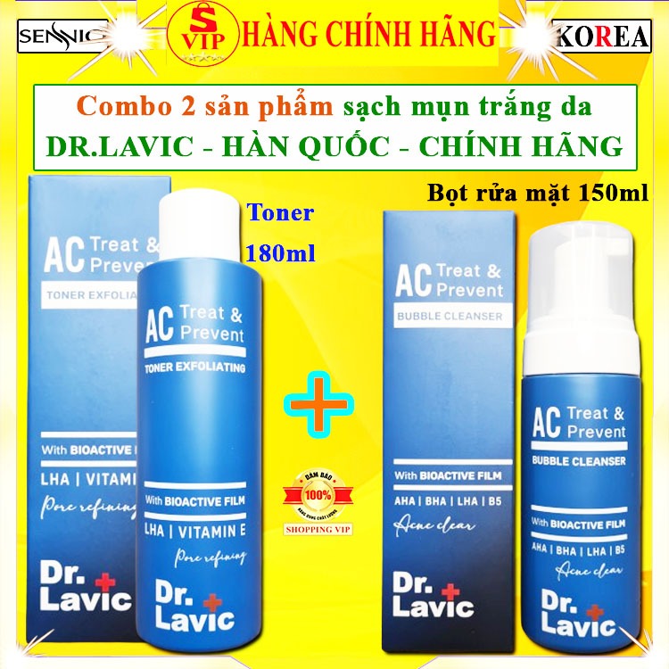 COMBO sữa rửa mặt Dr.lavic hàn quốc nước cân bằng da dầu mụn drlavic toner dr lavic bọt rửa mặt xanh
