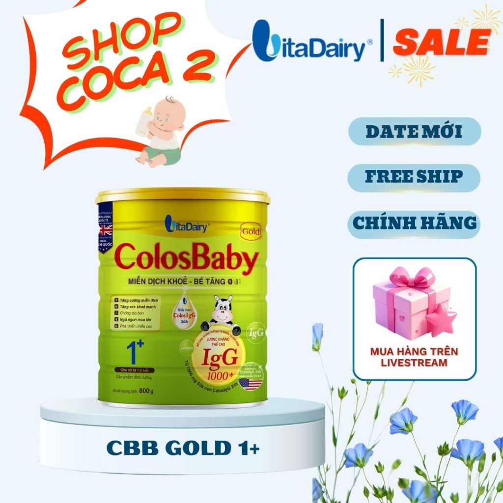 Sữa bột COLOSBABY GOLD 1+ 800G - Tăng cân nhanh, miễn dich khoẻ - Vitadairy