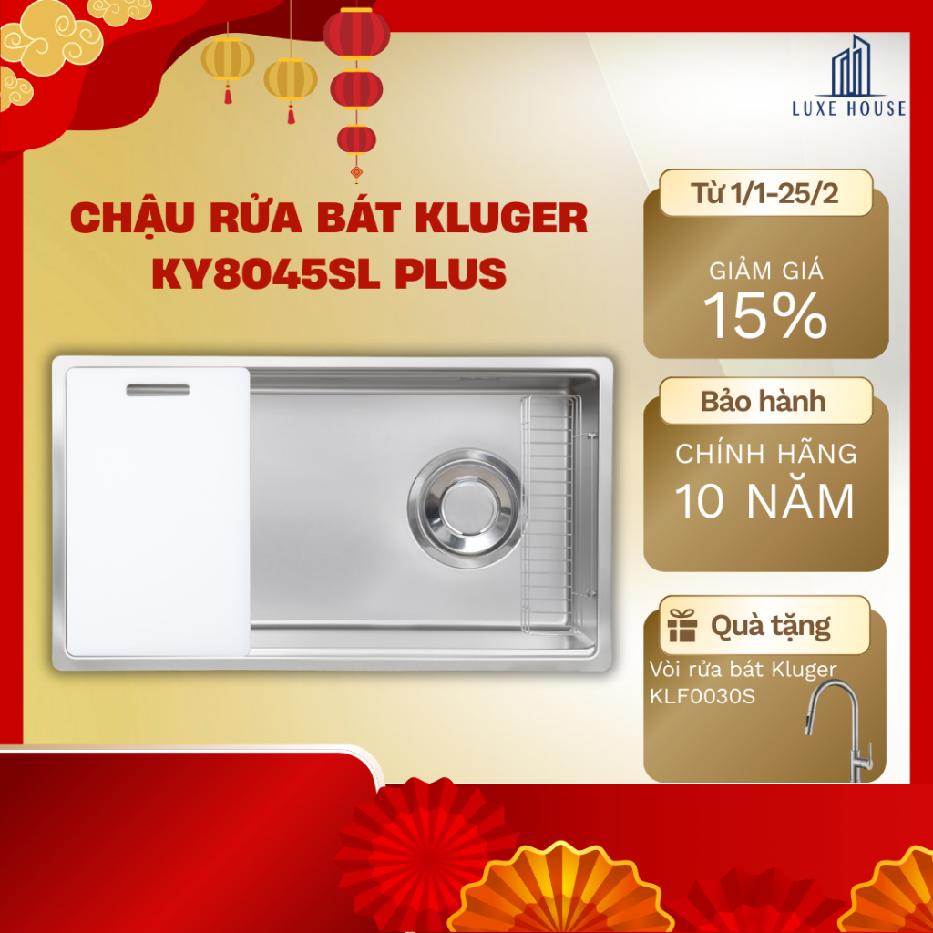 Chậu rửa bát 1 hố chống xước Kluger KY8045SL Plus