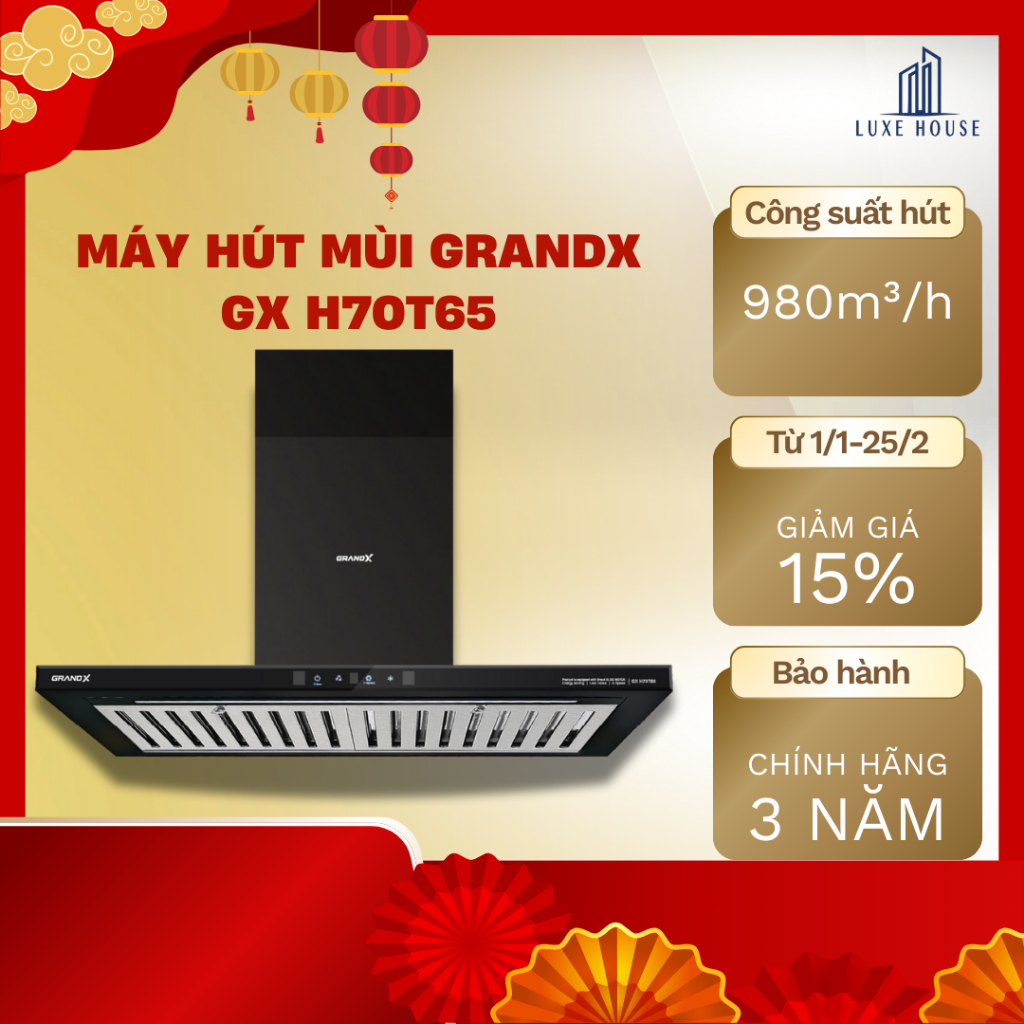 Máy Hút Mùi GrandX GX H70T65 - Lắp đặt tại nhà - Bảo hành hãng